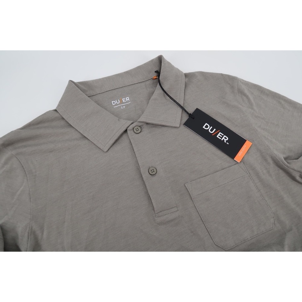 DU/ER Dura-Soft Only Polo Mens Small Gray Short Sleeve Pocket MTJS1630 New